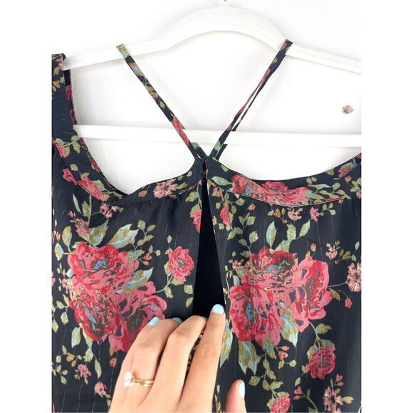 NWT WAYF Nordstrom Liberty Cold Shoulder Chiffon Boho Floral Blouse Size S - Picture 8 of 13